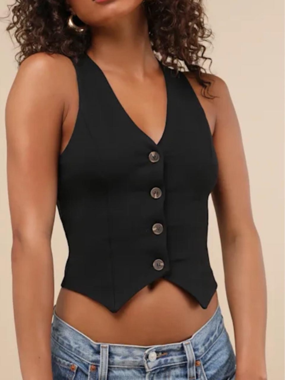 Black Sleeveless Vest Top